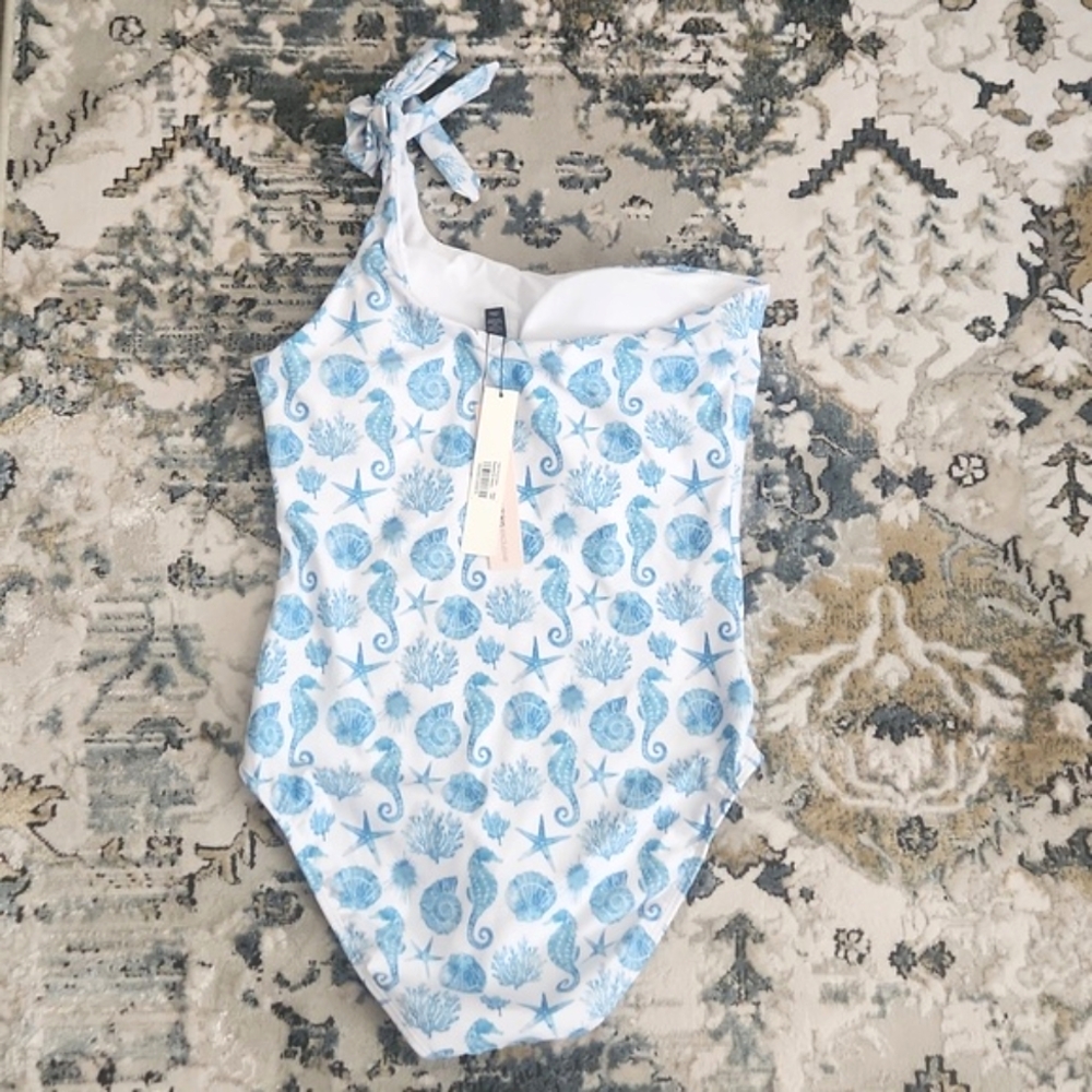 NWT AQUA | One Shoulder Sealife Swimsuit - Picture 6 of 8